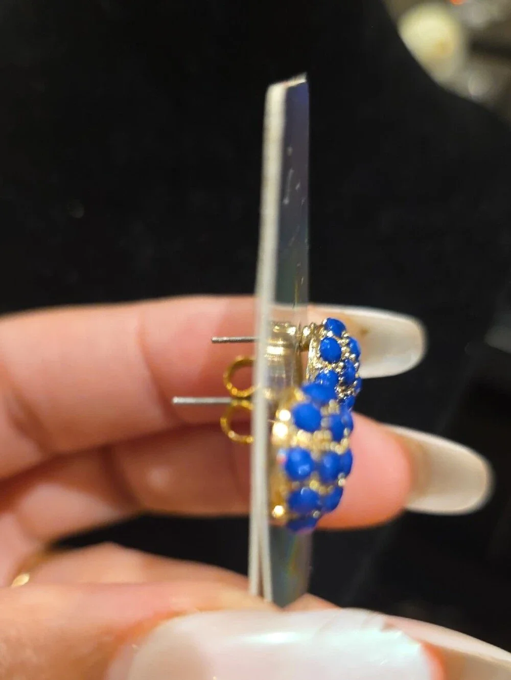 Blue Dome Cluster Stud Earrings by